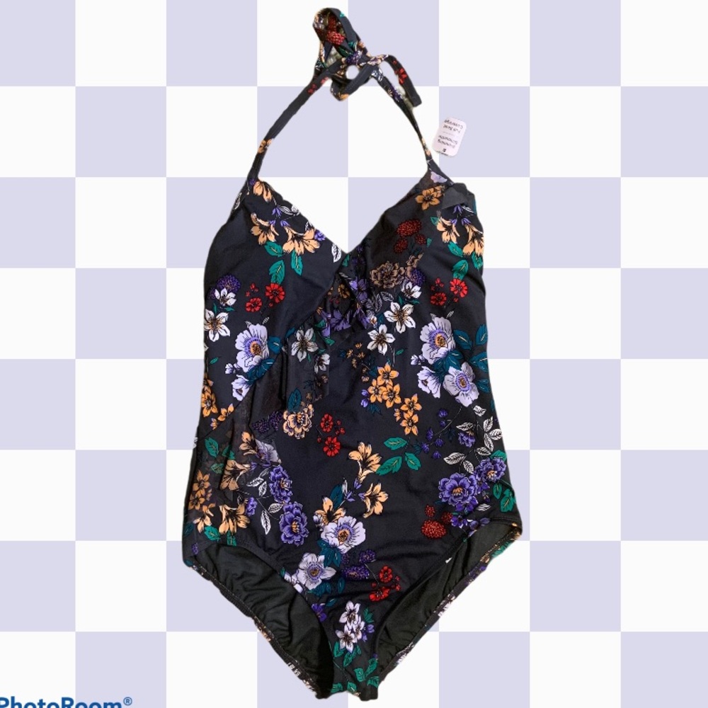 NEW MISSY 1 PIECE FLORAL RUFFLE SWIM SUIT